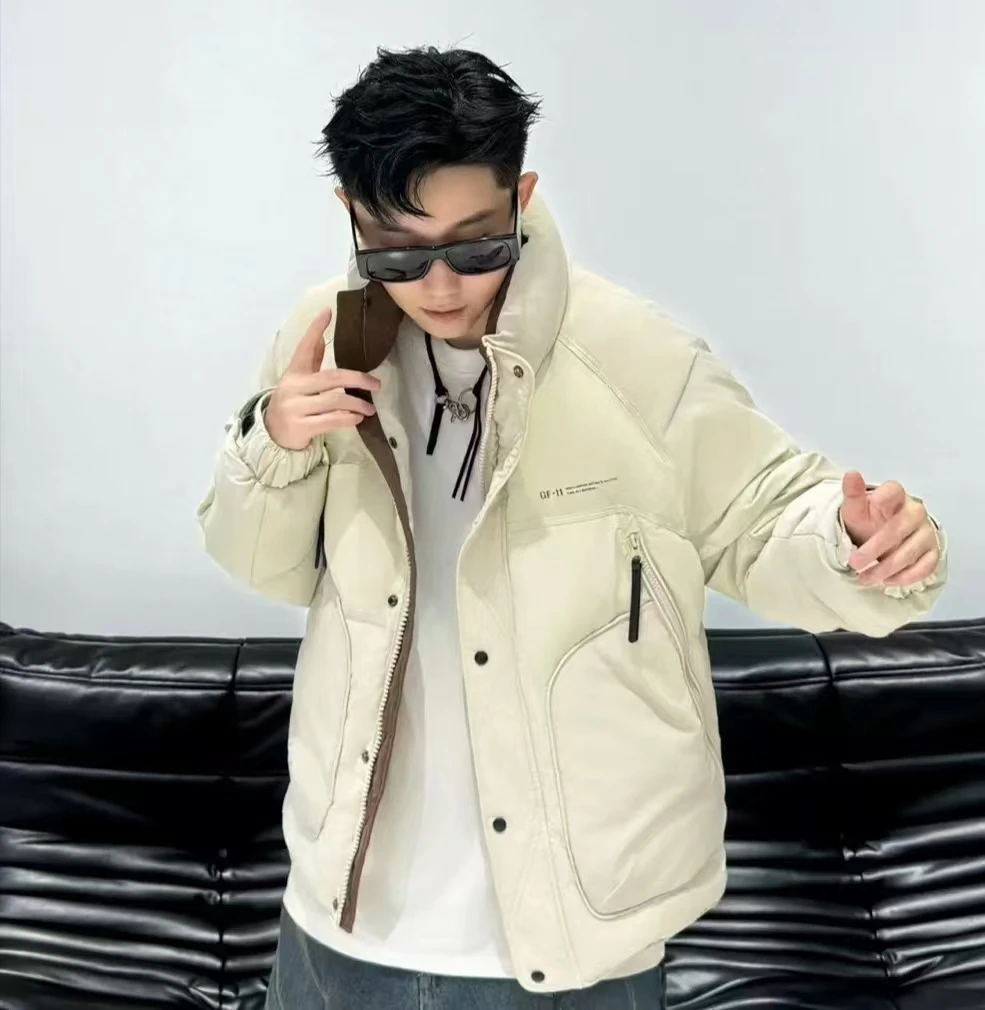 1603防寒男立领短款冬季新时尚潮流休闲保暖厚外套加厚羽丝绒