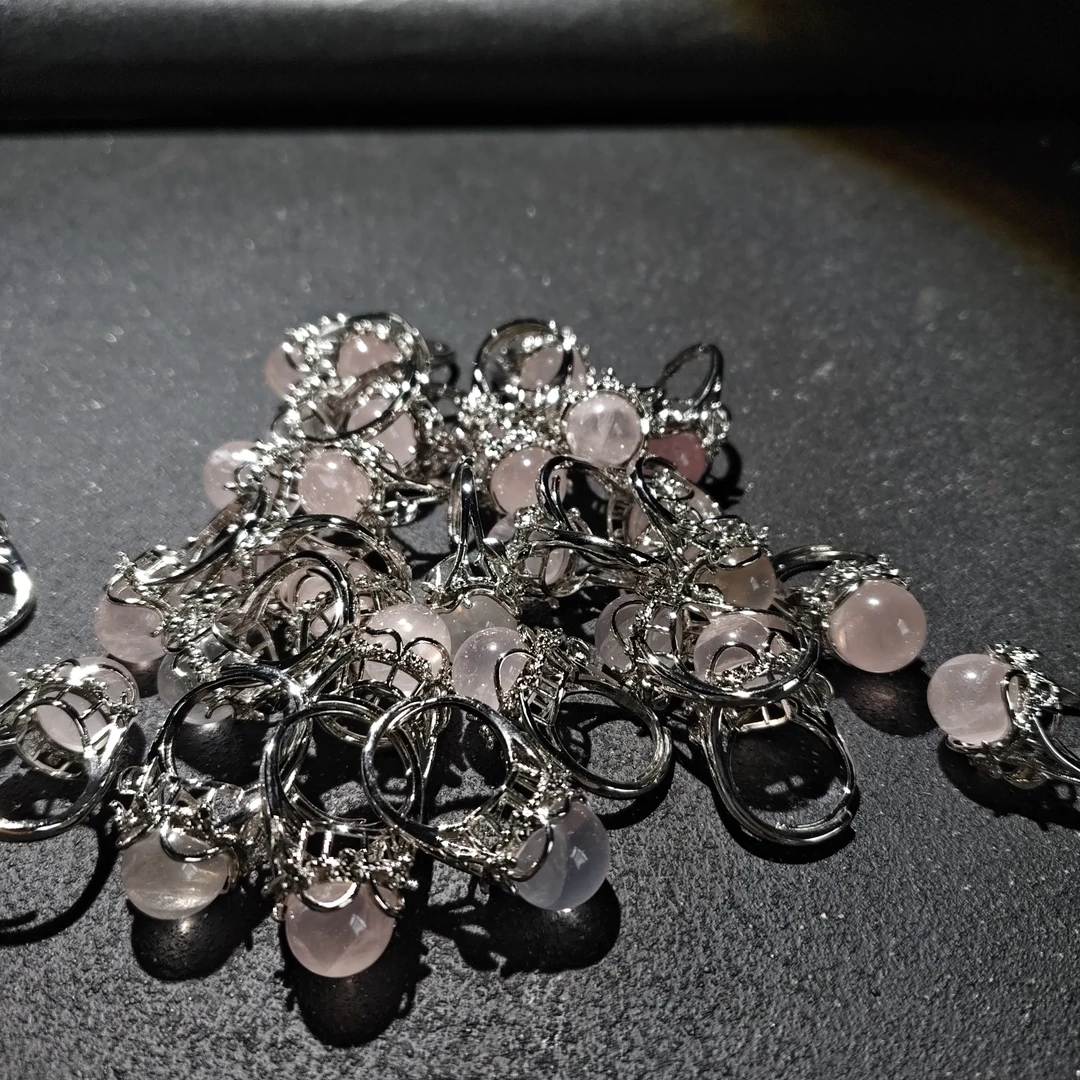 【黑胖珠宝】H0927天然水晶粉晶戒指多样性发其一