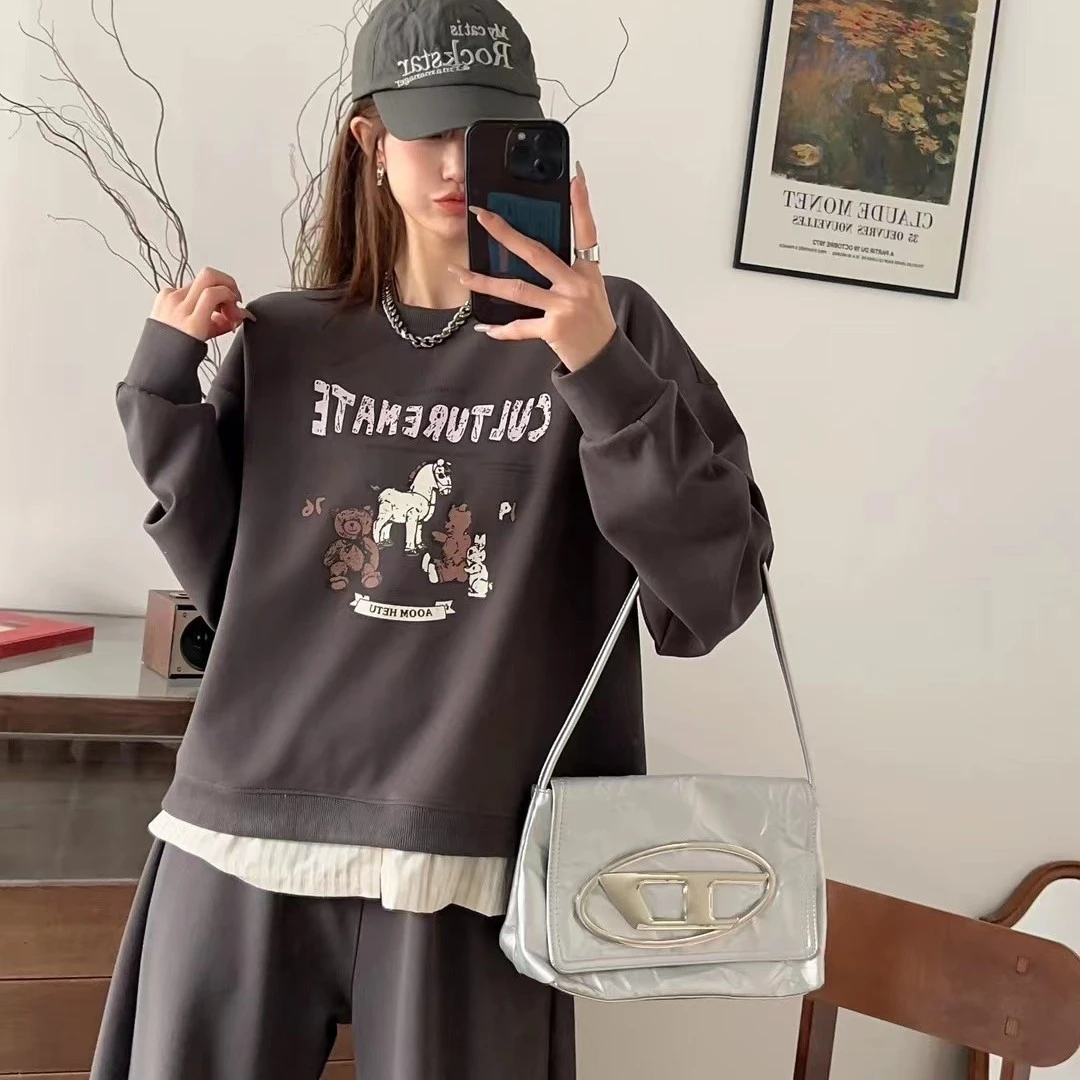 圆领长袖厚款薄款印花不起球卫衣山本风休闲风常规款