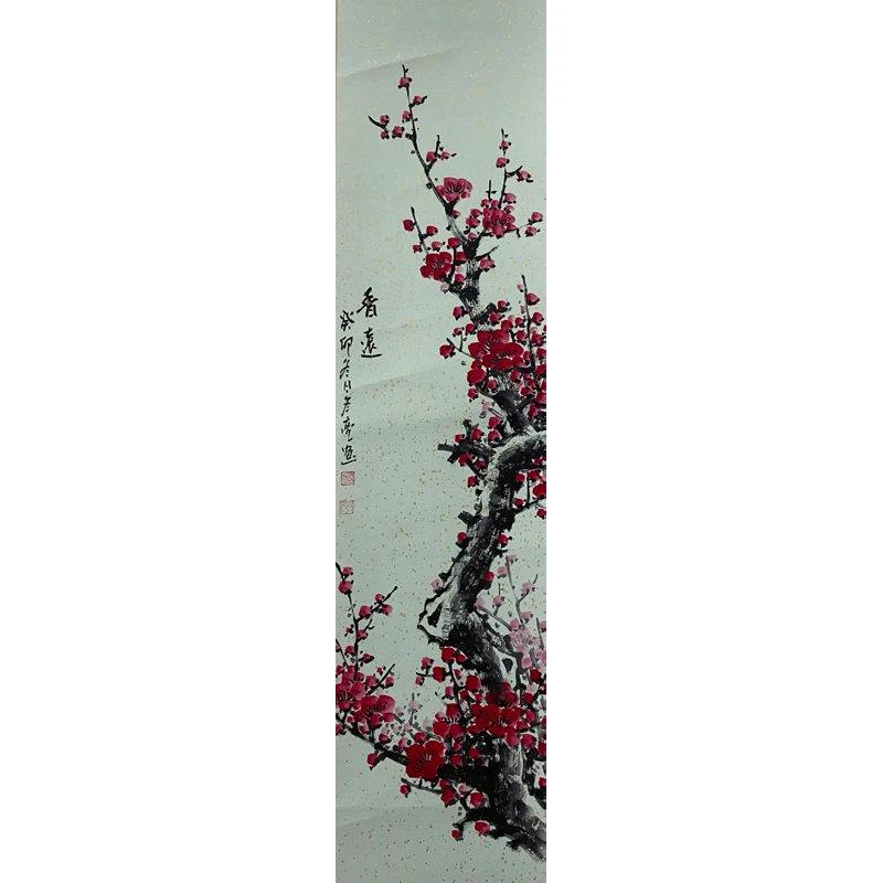 F05 当代《红梅》王冬亮  68x17  纸本立轴