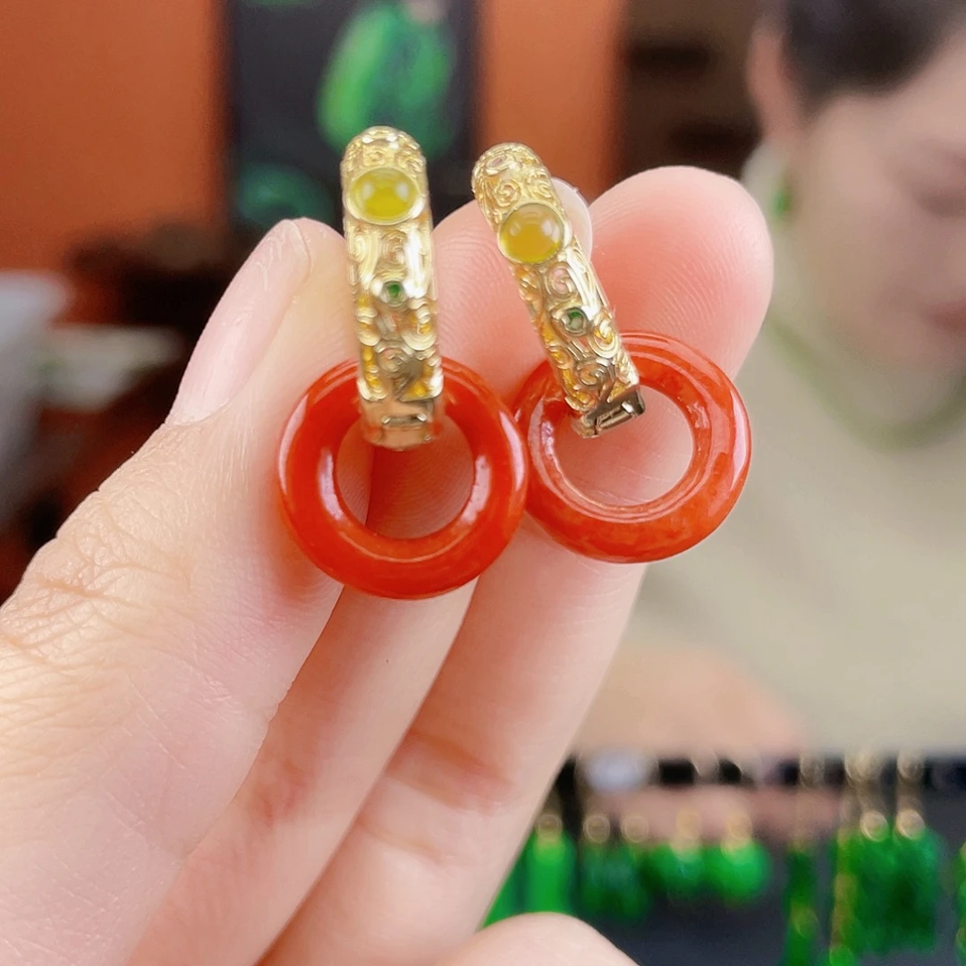 翡翠未镶嵌耳饰饰品