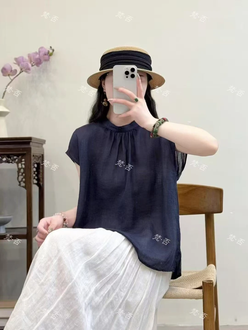 【梵·否】8686新款外贸优雅气质上衣女小杉无扣显瘦宽松无袖