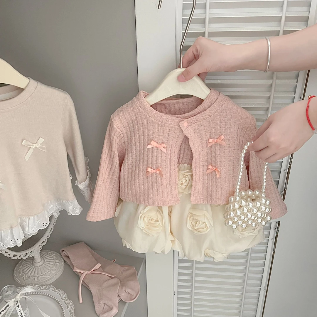 女童秋装连衣裙新款洋气宝宝周岁礼服春秋儿童公主裙开衫套装裙子
