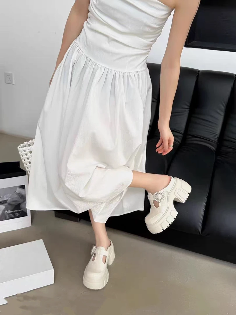 C6638   米白色  夏季时尚2025新款厚底包头时装拖鞋