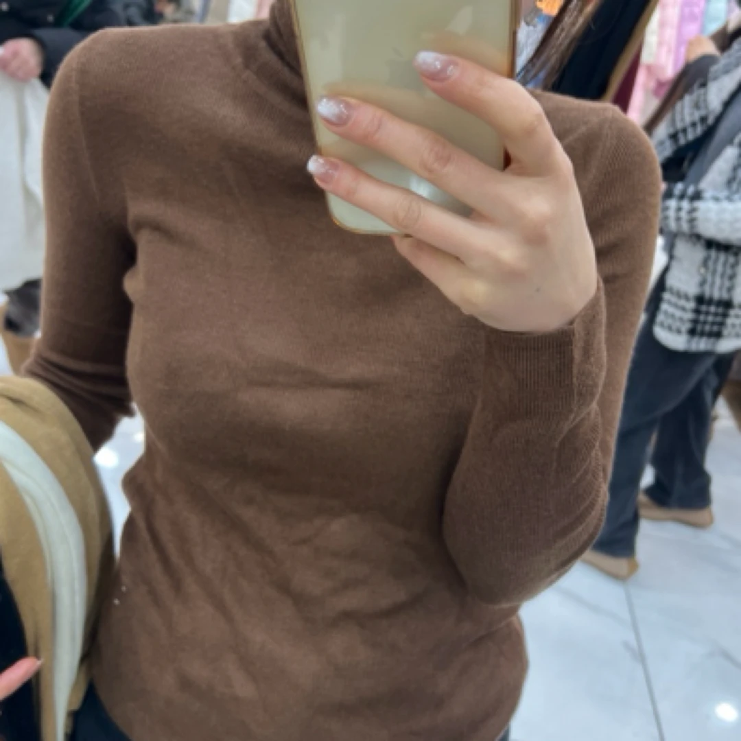 堆堆领上衣毛针织衫半高领秋冬法式显瘦衫打底衫长袖薄款