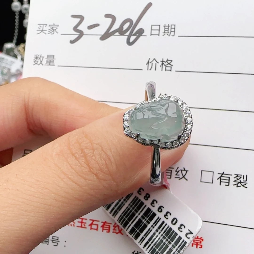 翡翠戒指银S925镶嵌戒指