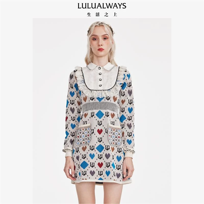 【高高甄选】LULUALWAYS提花爱心图案针织连衣裙LNC0055