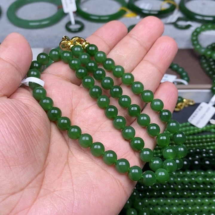 项链未镶嵌和田玉（碧玉）甜***?8mm