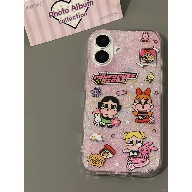 奥菲顿哭娃小女警适用iPhone16/15pro滴胶闪粉13手机壳14苹果12套