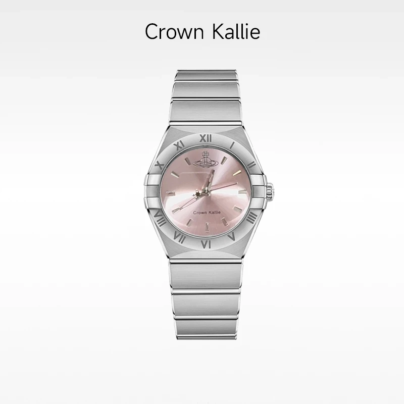 Crown Kallie-西太后同款正品手表女士粉星座背透飞轮腕表ck8132