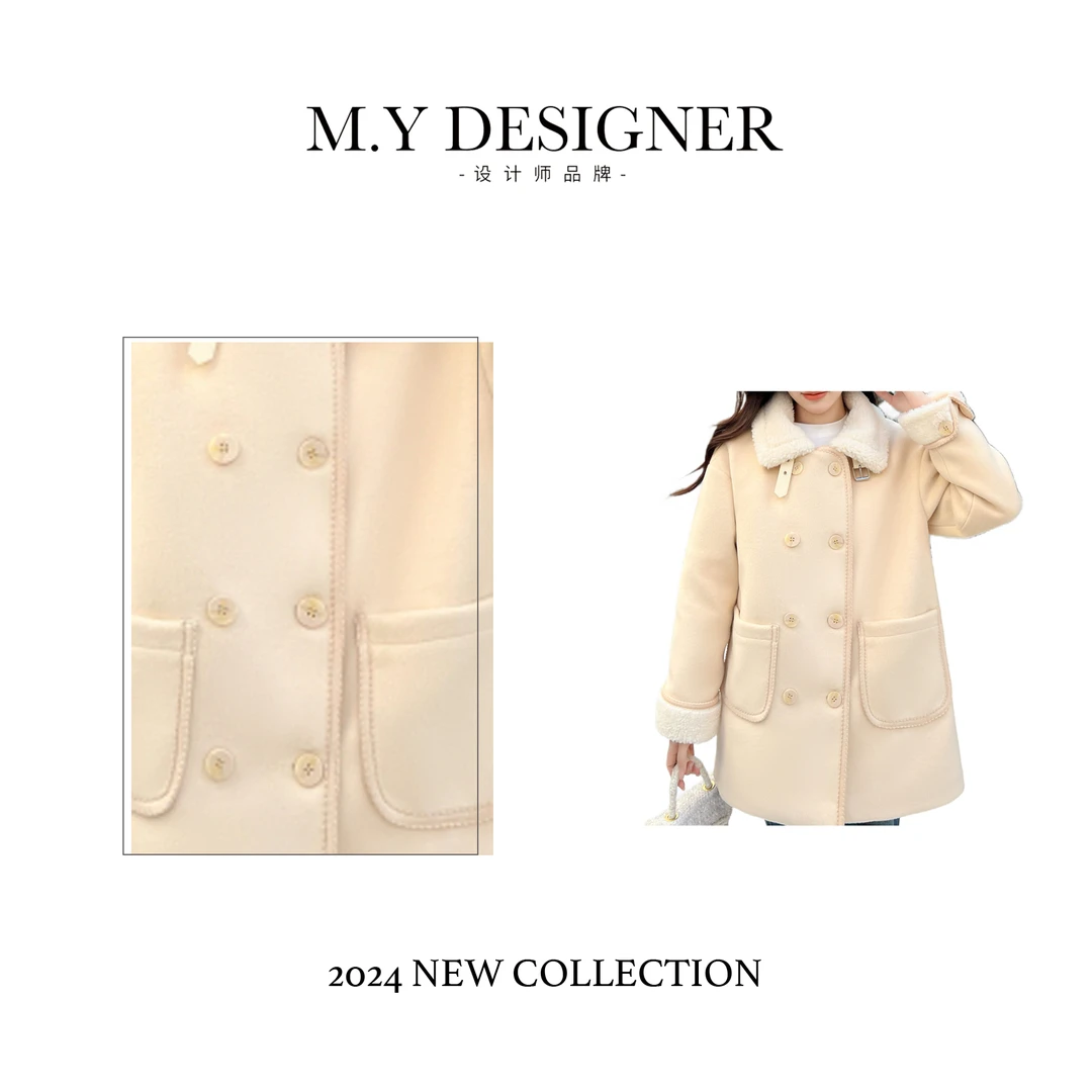 XB3513 ”雪糕糕“女中长款保暖外套冬季大衣羽绒服（米色）