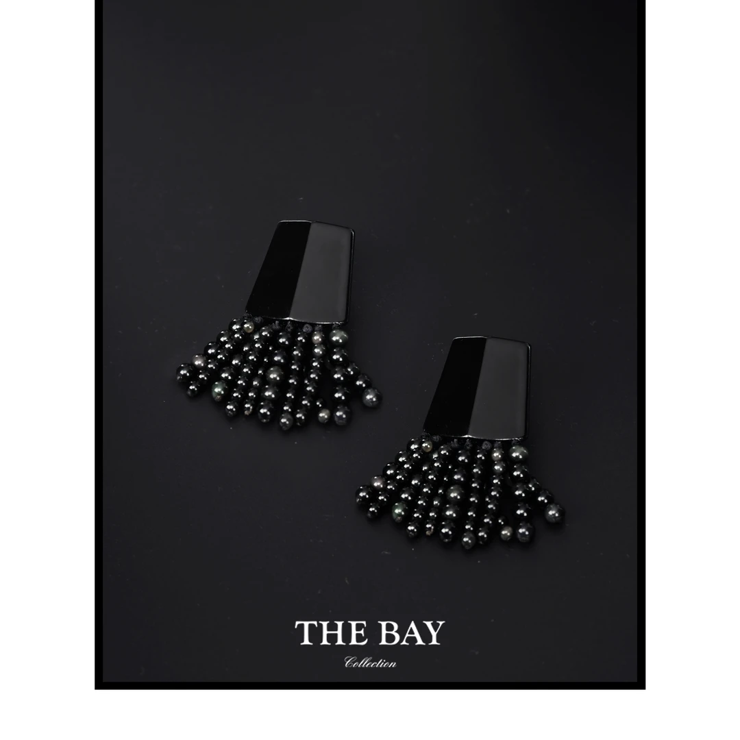 铜合金仿水晶耳饰 TheBay【夜幕巴黎】独特魅力感流苏耳夹YCTB00205