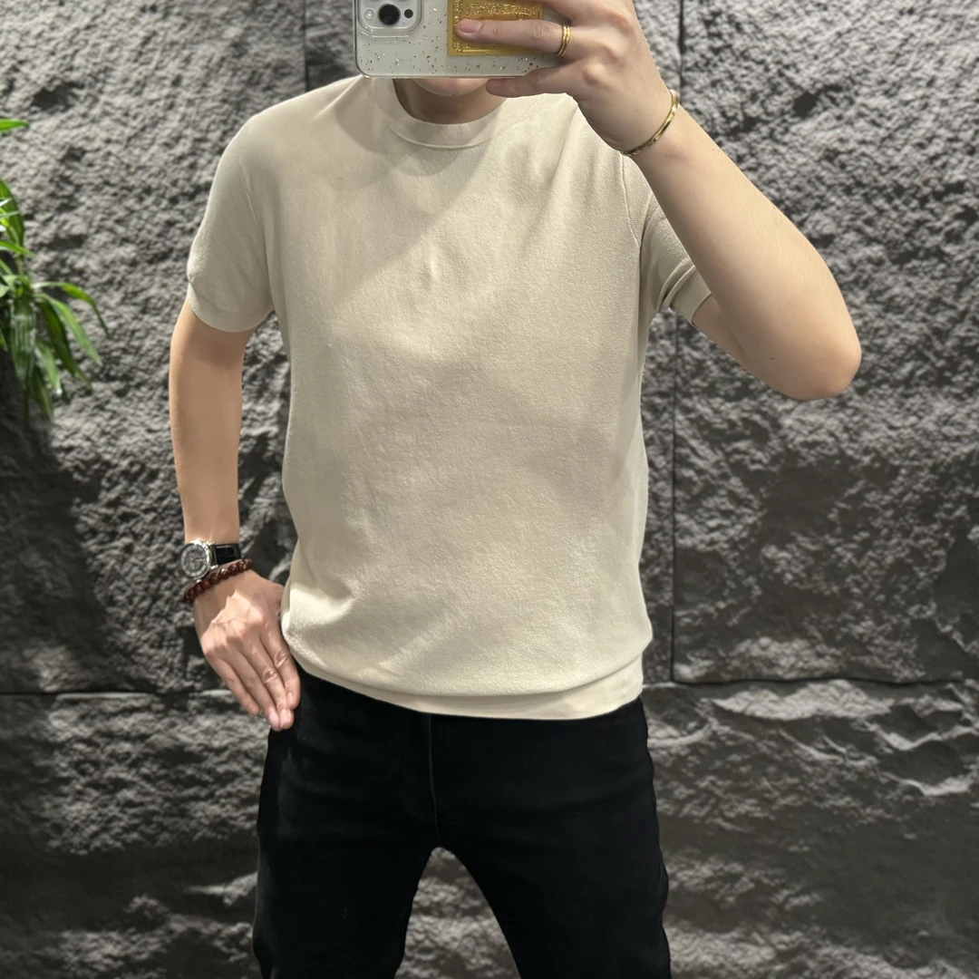 男士短袖新款夏季凉感圆领T恤半袖高档短袖男