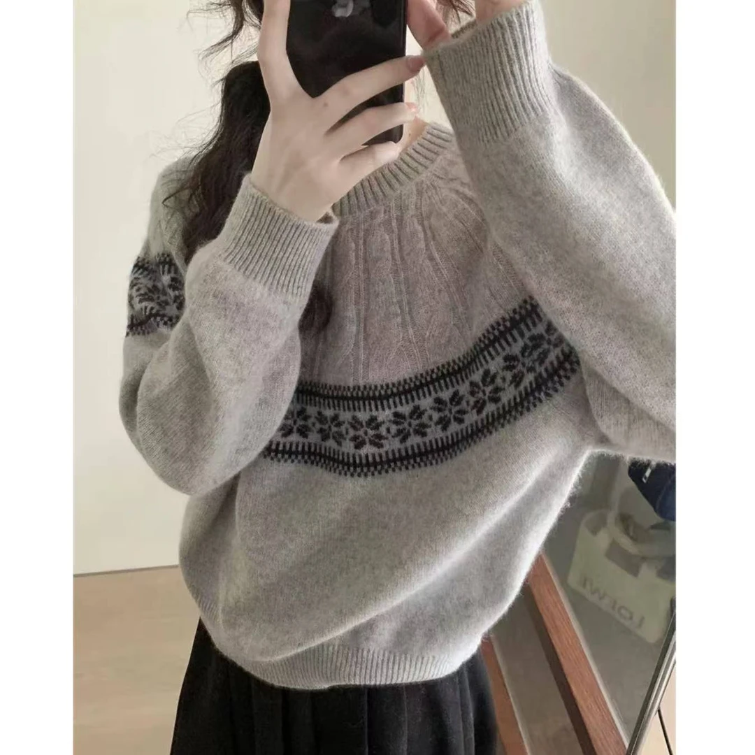 【插肩麻花花纹】纯色插肩立体麻花花纹提花秋冬针织套头衫潮1148