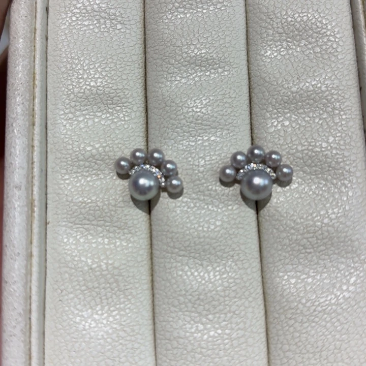 海水珍珠耳饰银S925镶嵌