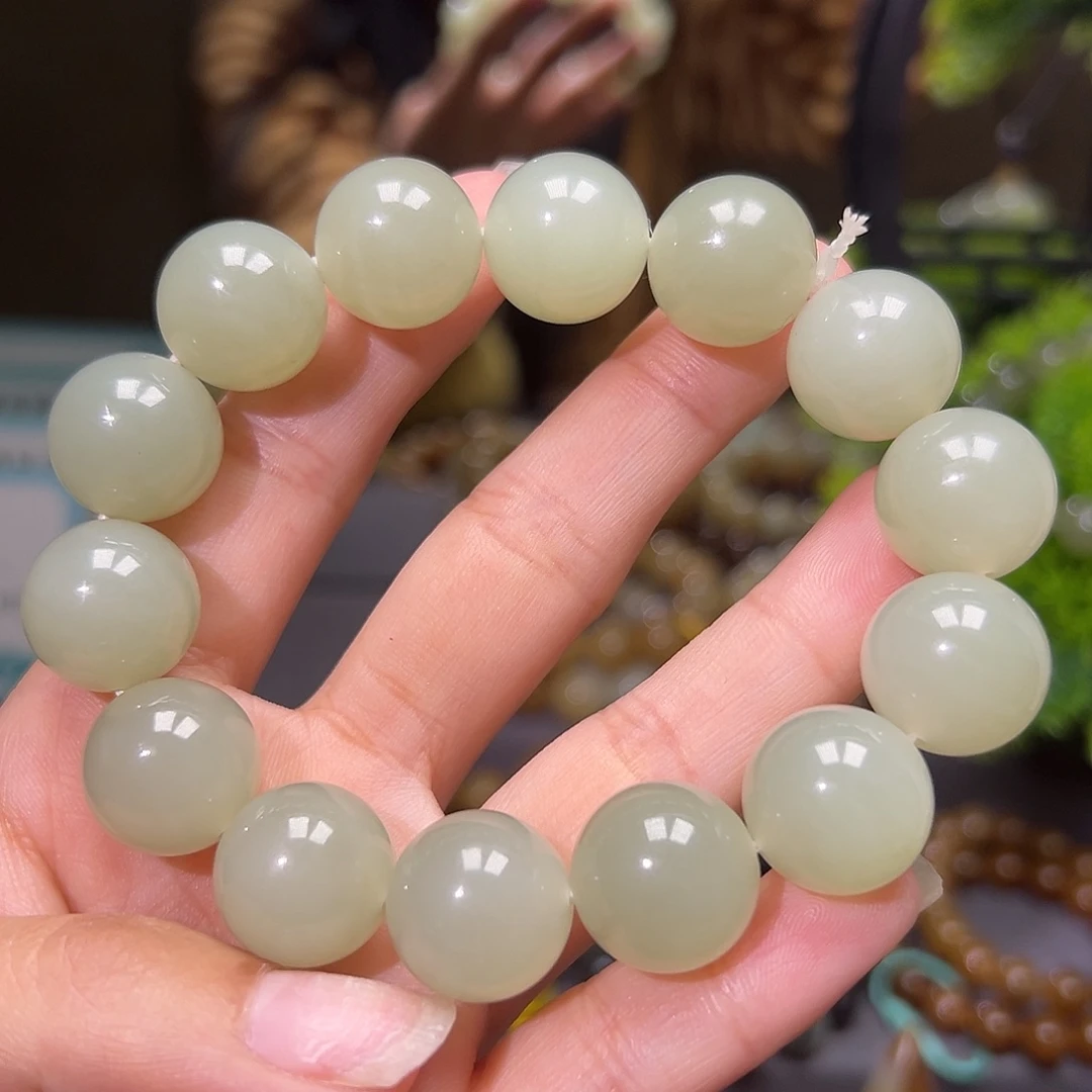 和田玉未镶嵌手串卡16冰晴色