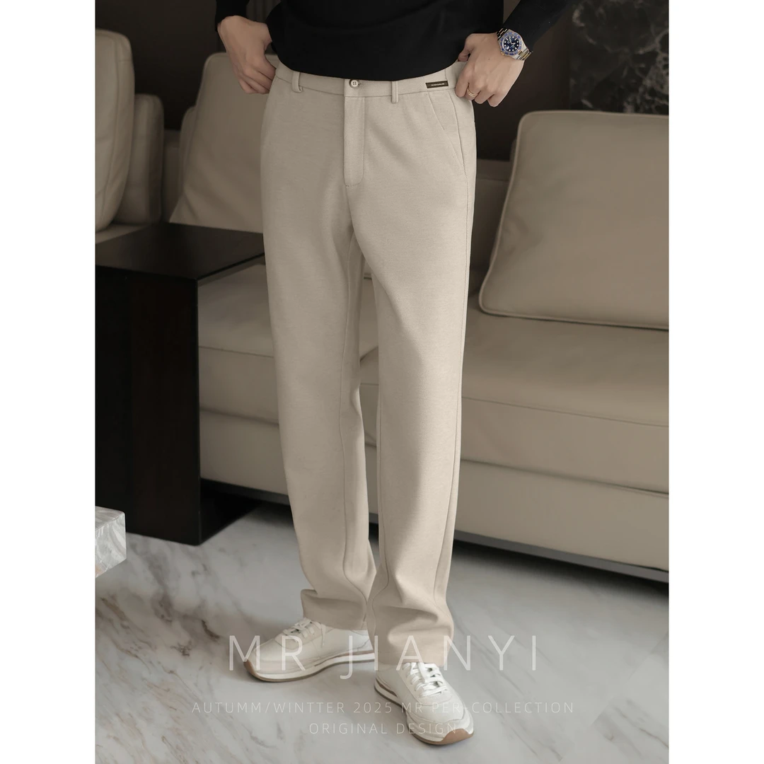 MR JIANYI 冬季「温润静暖系列」斜纹直筒长裤高级感商务休闲西裤男