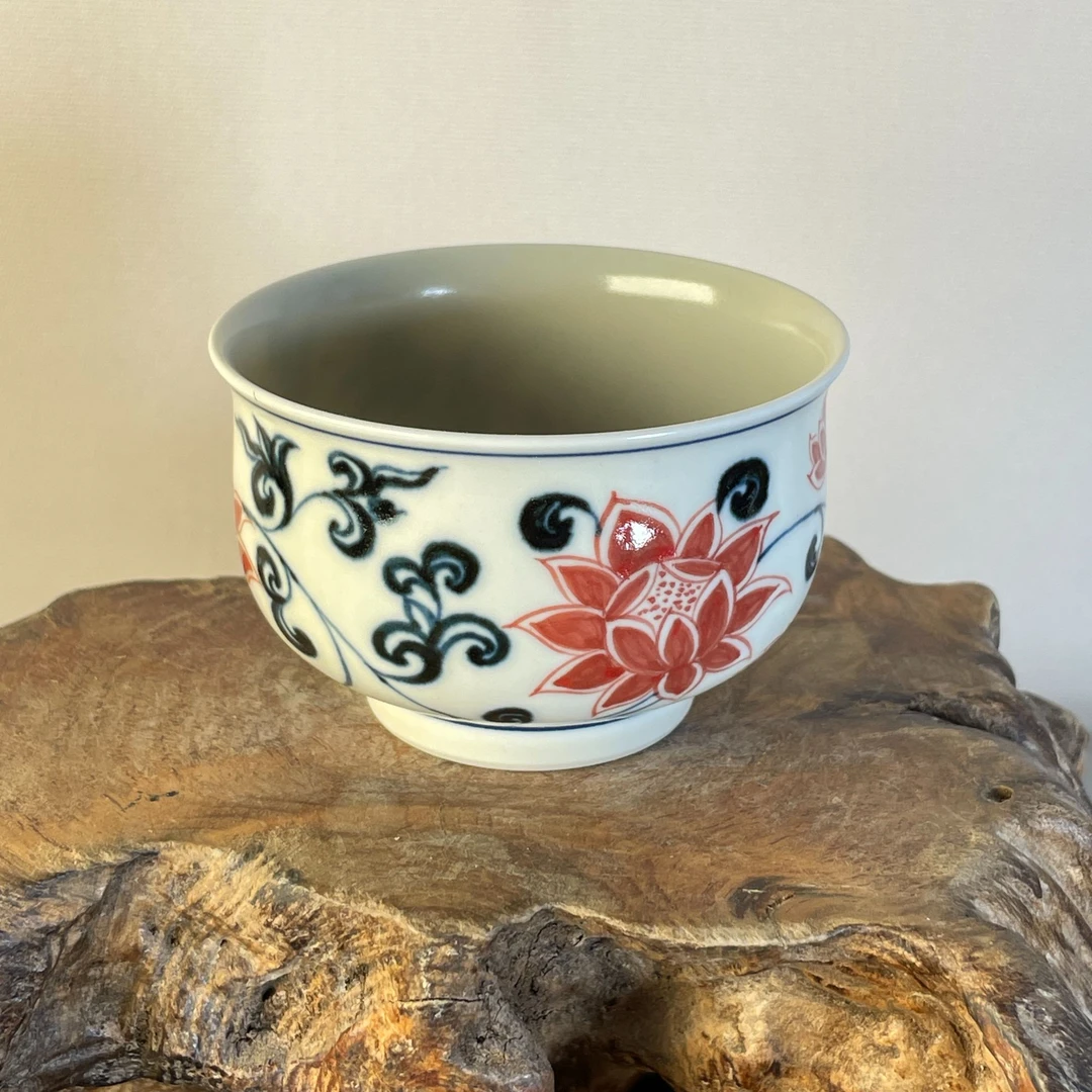 雨溪 石榴花卉主人杯 10118