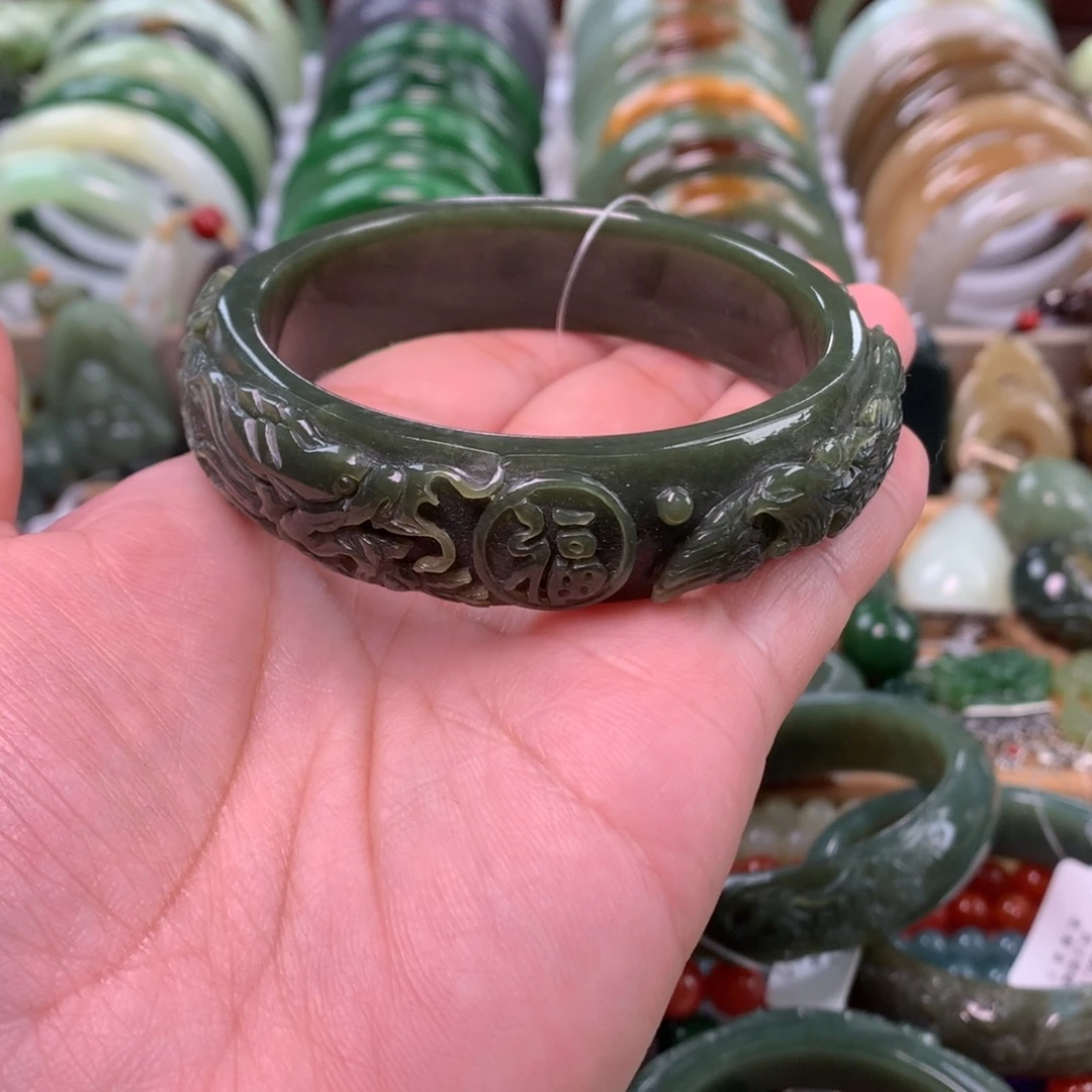 和田玉未镶嵌手镯59_60口径