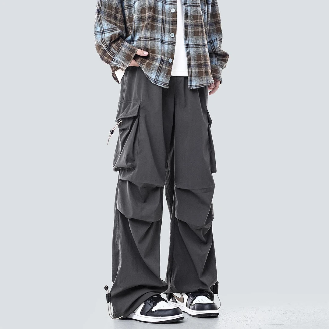 【JRXR男装】美式运动伞兵工装裤男秋季潮牌褶皱大口袋宽松垂感阔