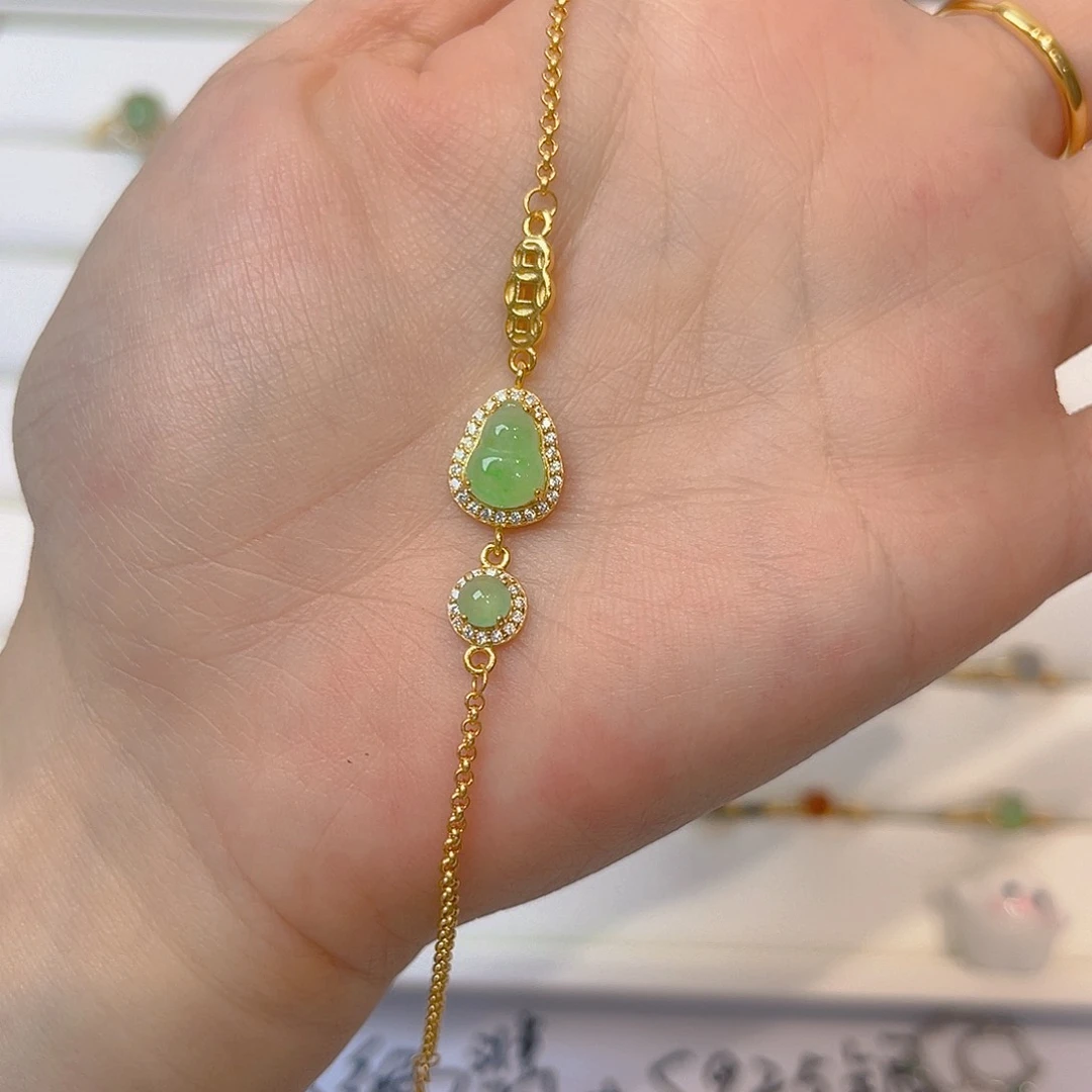 银S925镶嵌手链翡翠我