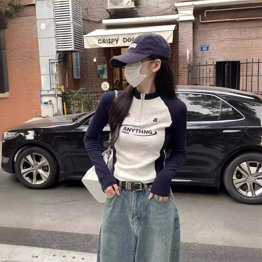 新款爆款夏季2025洋气宽松黑色长袖显瘦正肩修身韩磨毛正肩显瘦