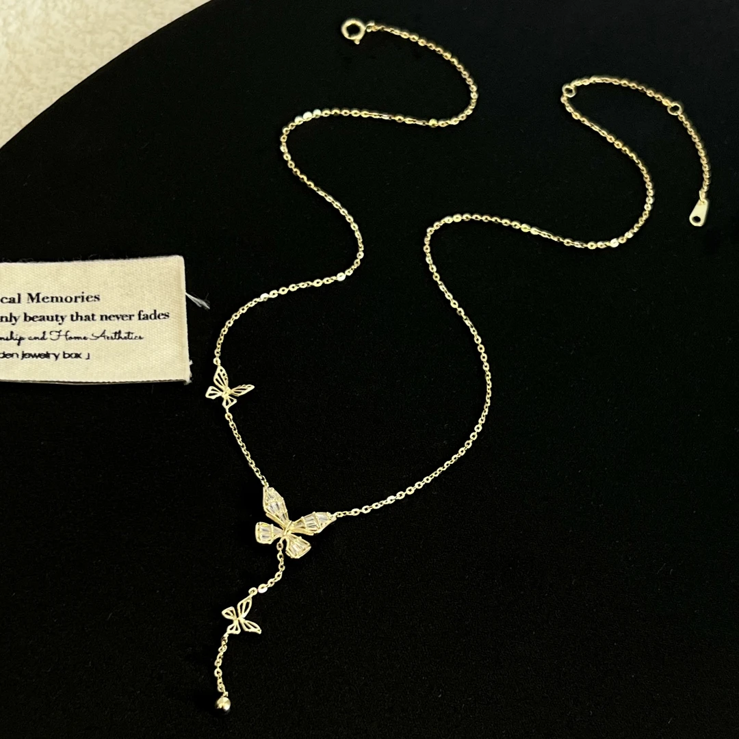 坠链均925银锆石 【金蝶幽梦】爆闪镂空感蝴蝶项链403