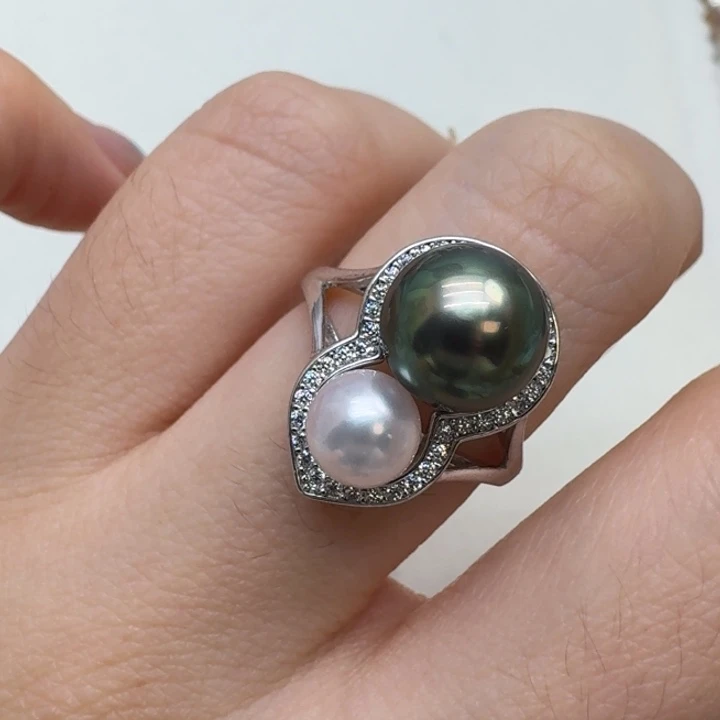 银S925镶嵌戒指海水珍珠