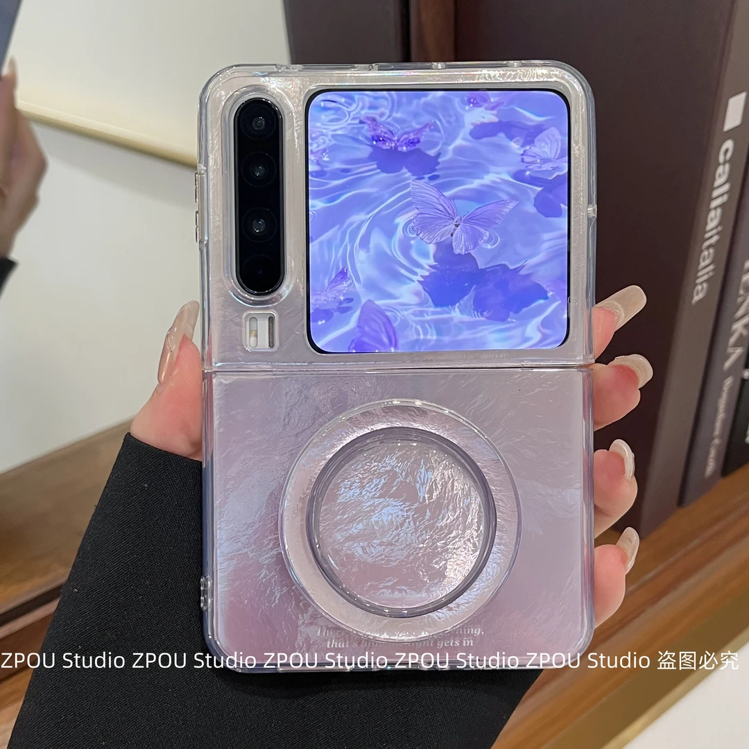 适用华为purax折叠屏p50pocket2手机壳高级感maxt6/5纯色风锡纸纹