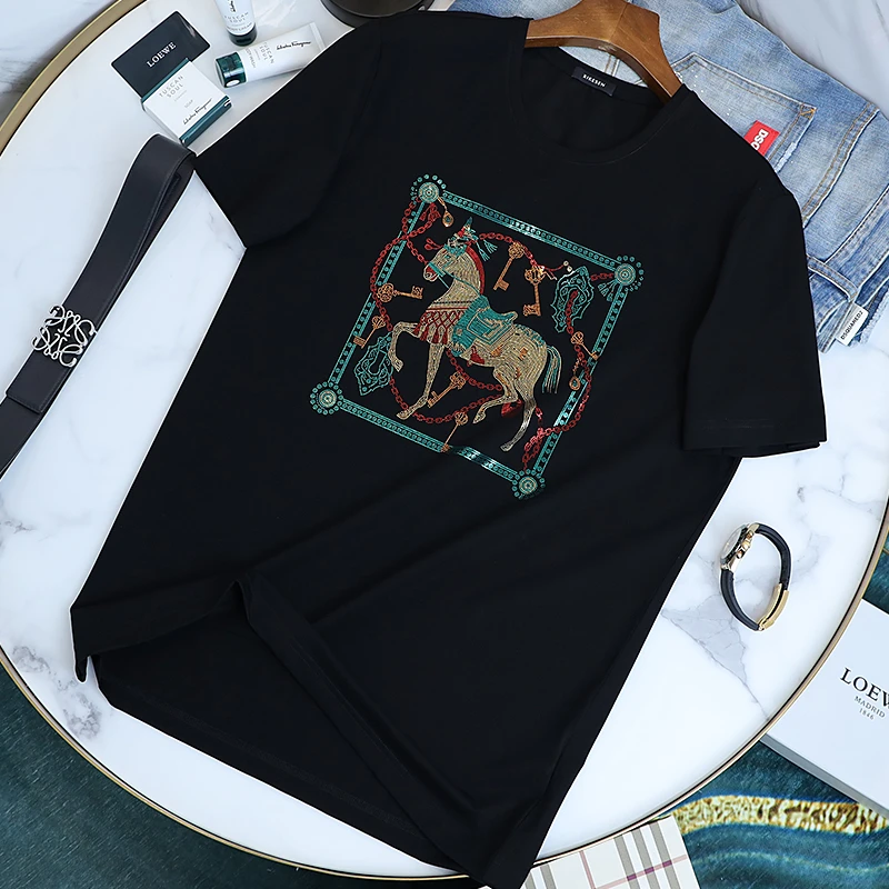 约蒂宾弗高端t恤男短袖潮牌战马欧货丝光棉潮流欧洲站夏季体恤衫