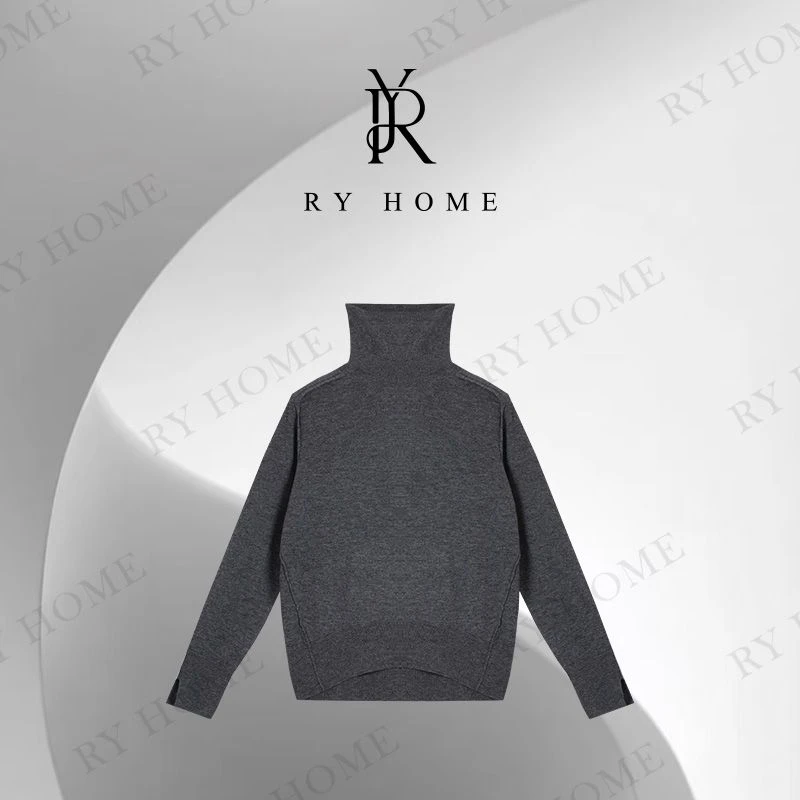 【容雨RYHOME】100%绵羊毛高领云间岔袖绒感瘦身毛衣253M3104