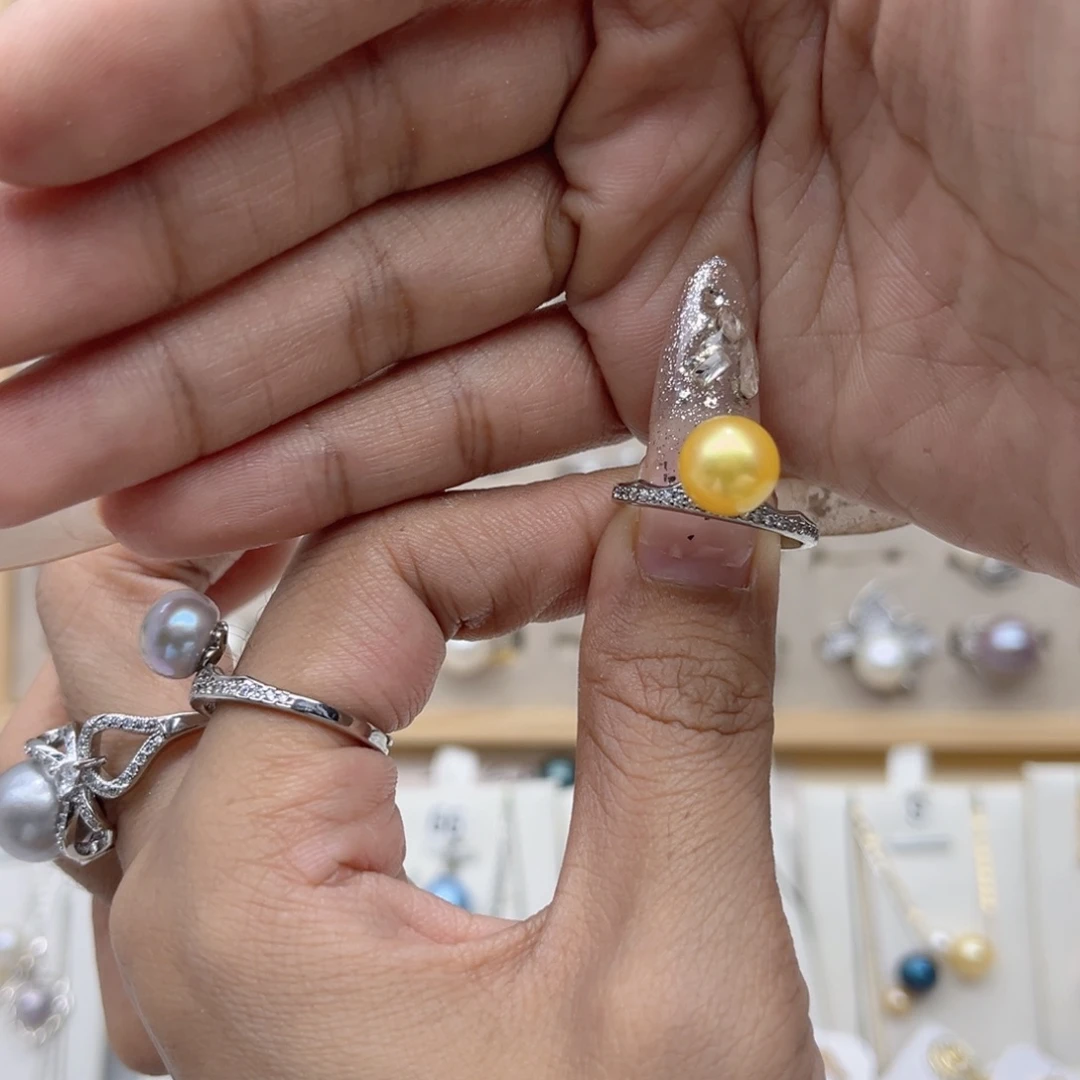 无***事合金淡水珍珠戒指