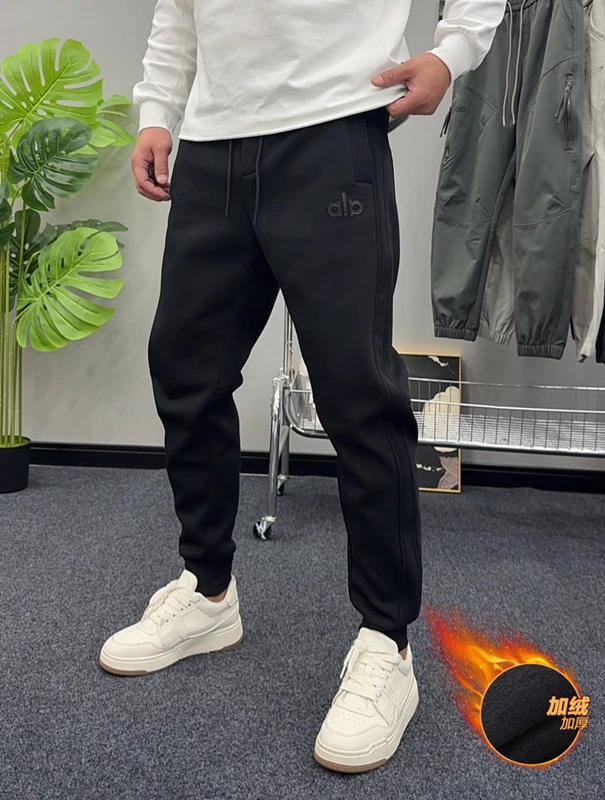 秋冬季男士加绒加厚弯刀卫裤时尚潮流哈伦裤小脚裤高弹力束脚裤男