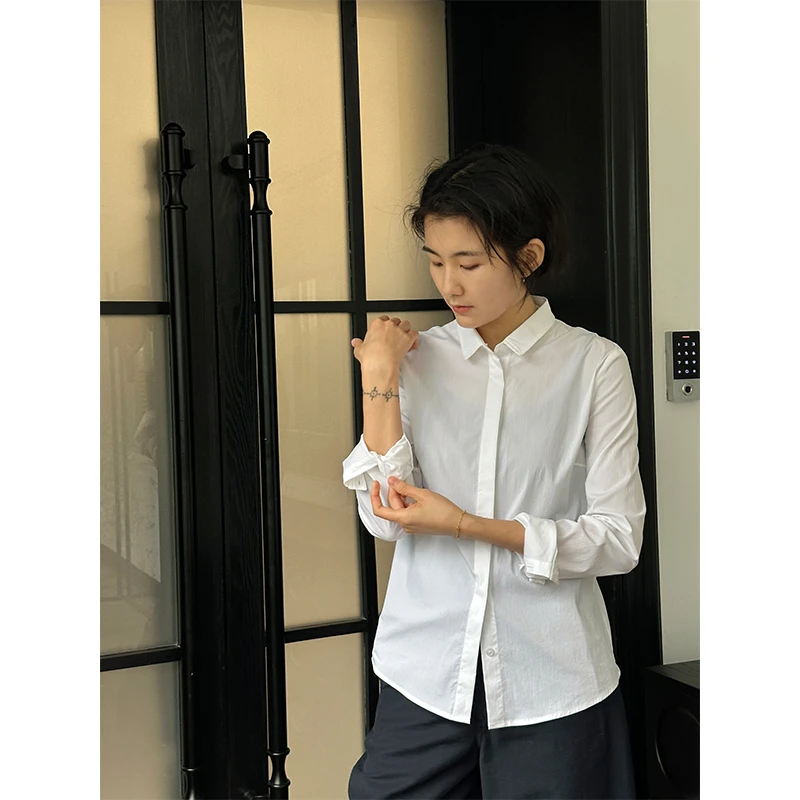 LANGQING 薄款长袖修身职业内搭显瘦秋季双色衬衫40584#