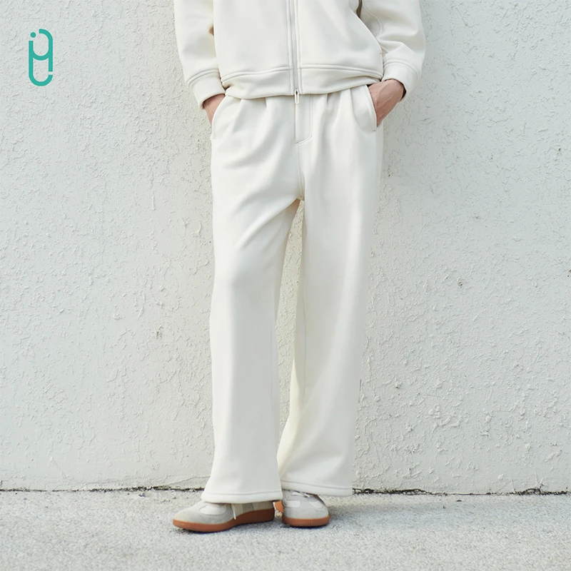 YLI松弛感运动裤软糯亲肤岩石绒蓄热保温宽松舒适百搭直筒休闲裤