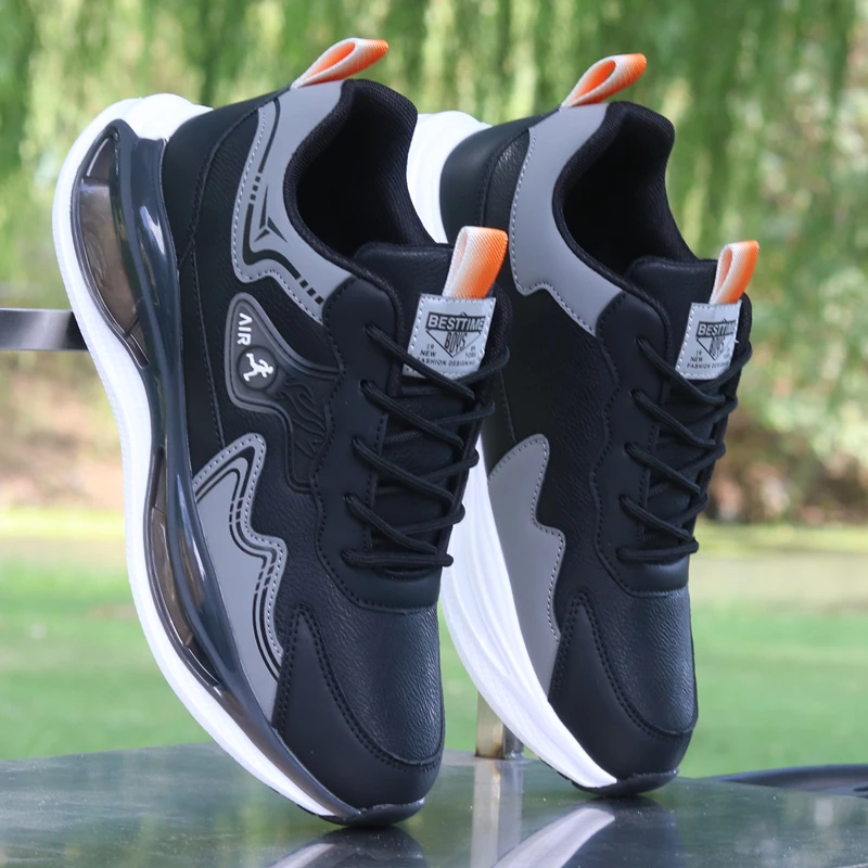 鞋子男款秋冬潮百搭运动休闲鞋皮面防水男士鞋子防臭防滑旅游板鞋