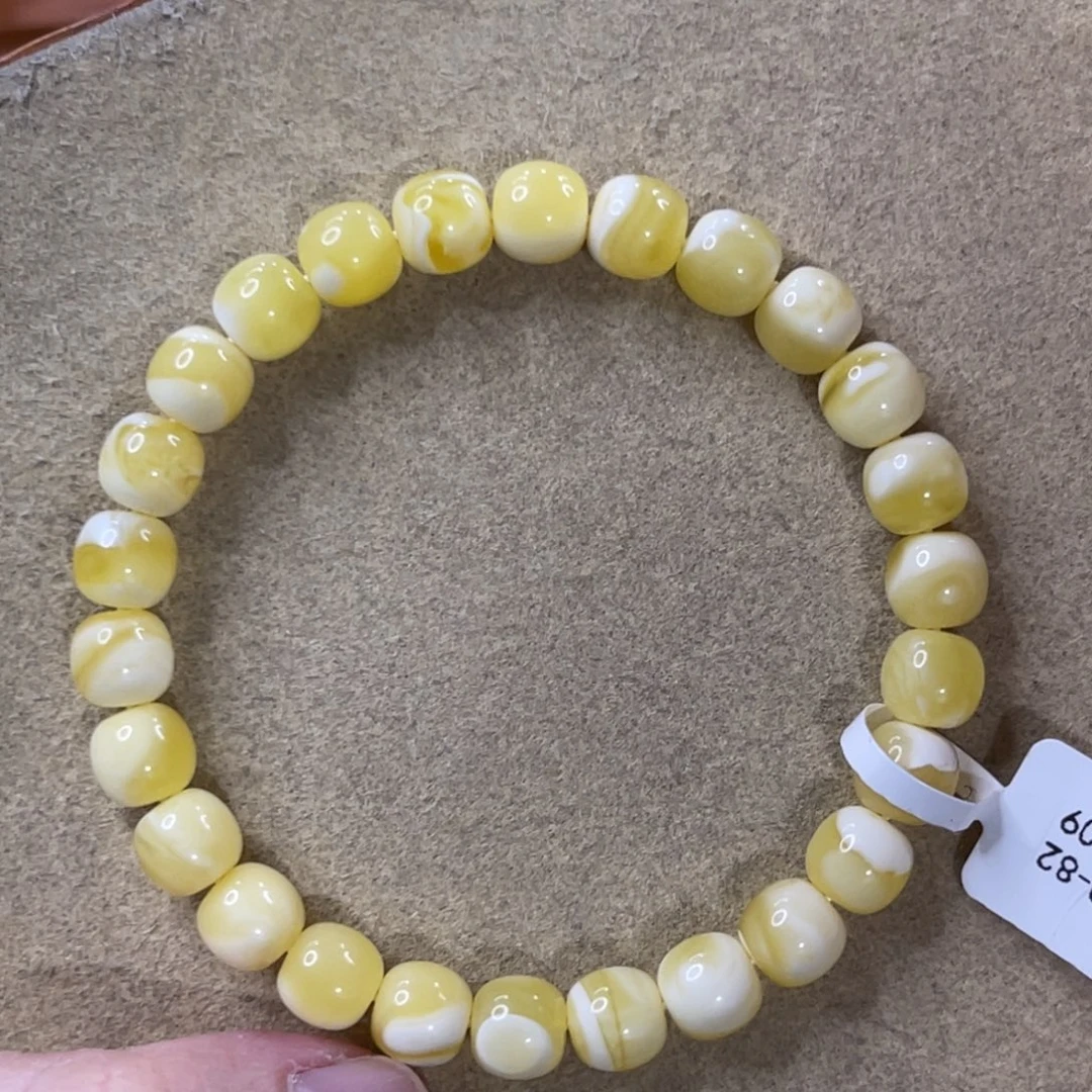 蜜蜡未镶嵌珠宝奇石8mm浓腊瓷白腰花