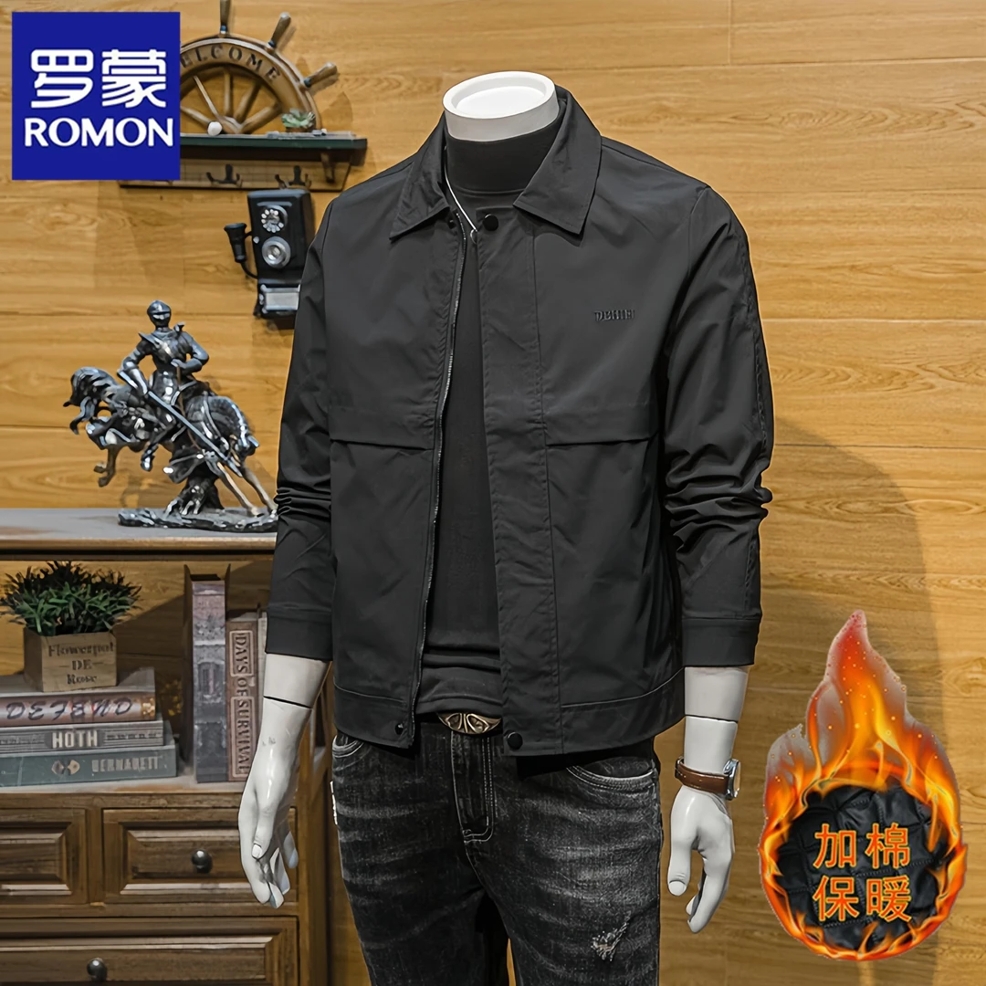 罗蒙秋冬季男士外套潮流百搭商务痞帅休闲飞行员工装加厚夹克韩版
