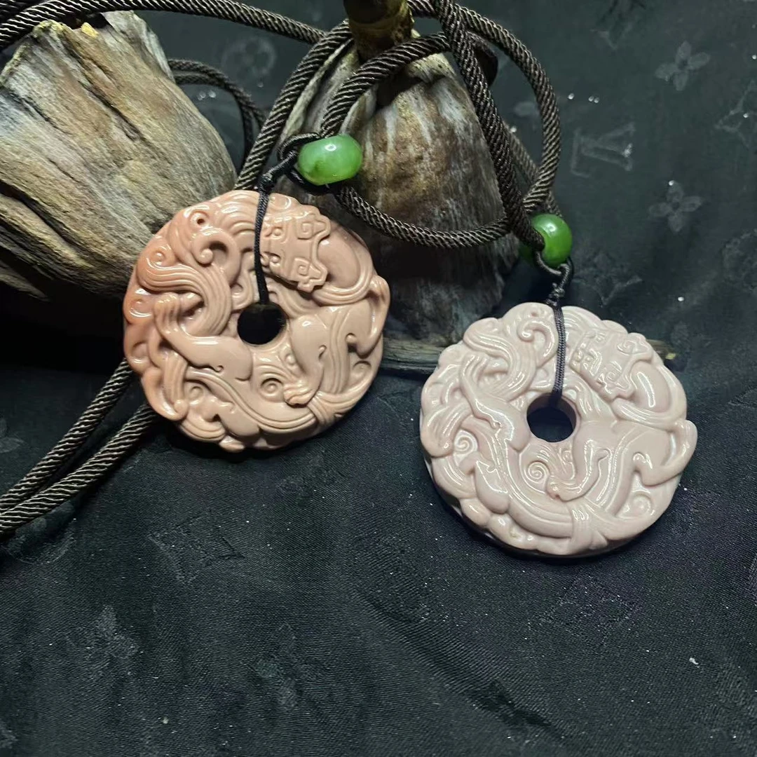 【玉合缘】天然玉化石英质玉龙祥云吊坠-多样性发一 2349