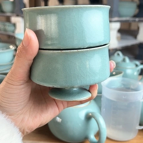 杯汝瓷仿古釉高足杯福利