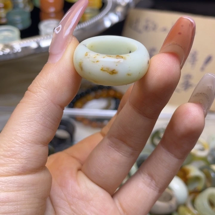 蛇纹石玉合金戒指5-17.9