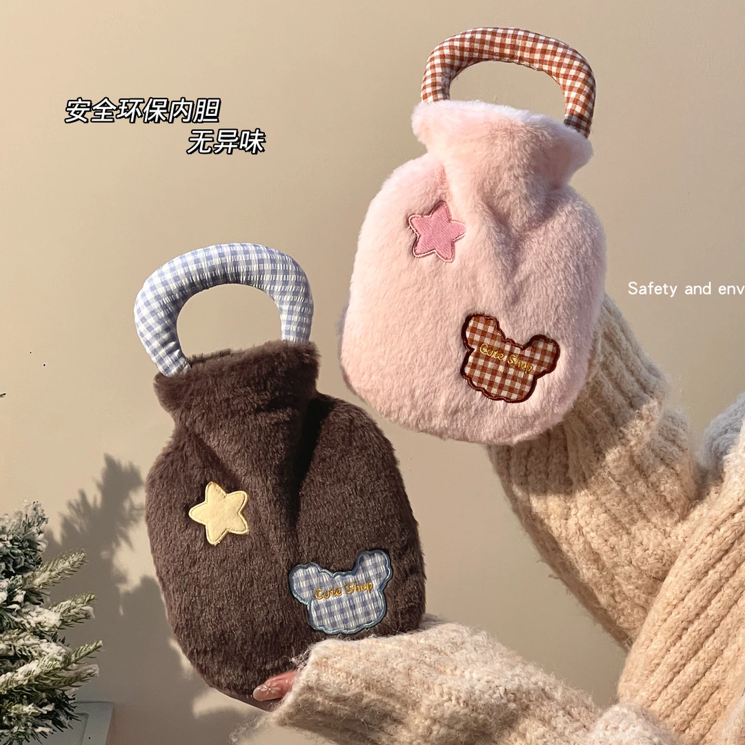 卡通款冲水灌水热水袋热敷宫暖肚子保暖加厚大号暖手宝暖水袋可爱