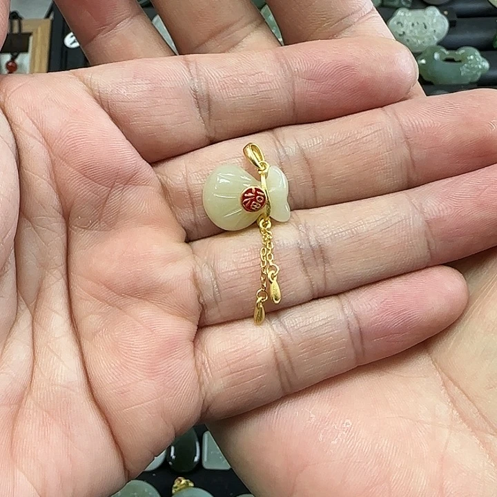 和田玉颈饰银S925镶嵌