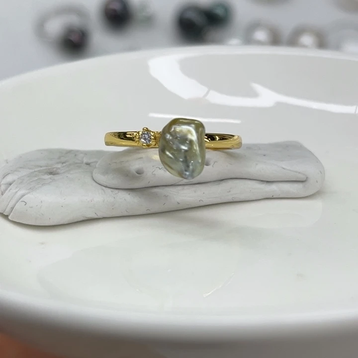 银S925镶嵌戒圈海水珍珠