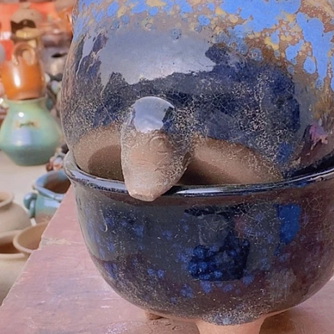 紫砂花盆口20高度13瑕疵