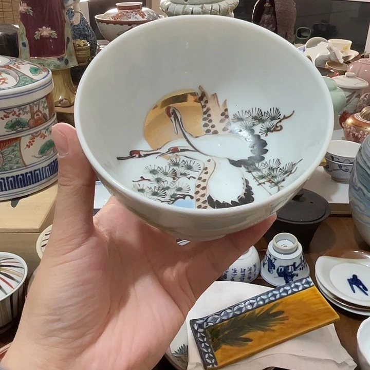 蜻***蜓瓷片好看的不错的哦大杯子