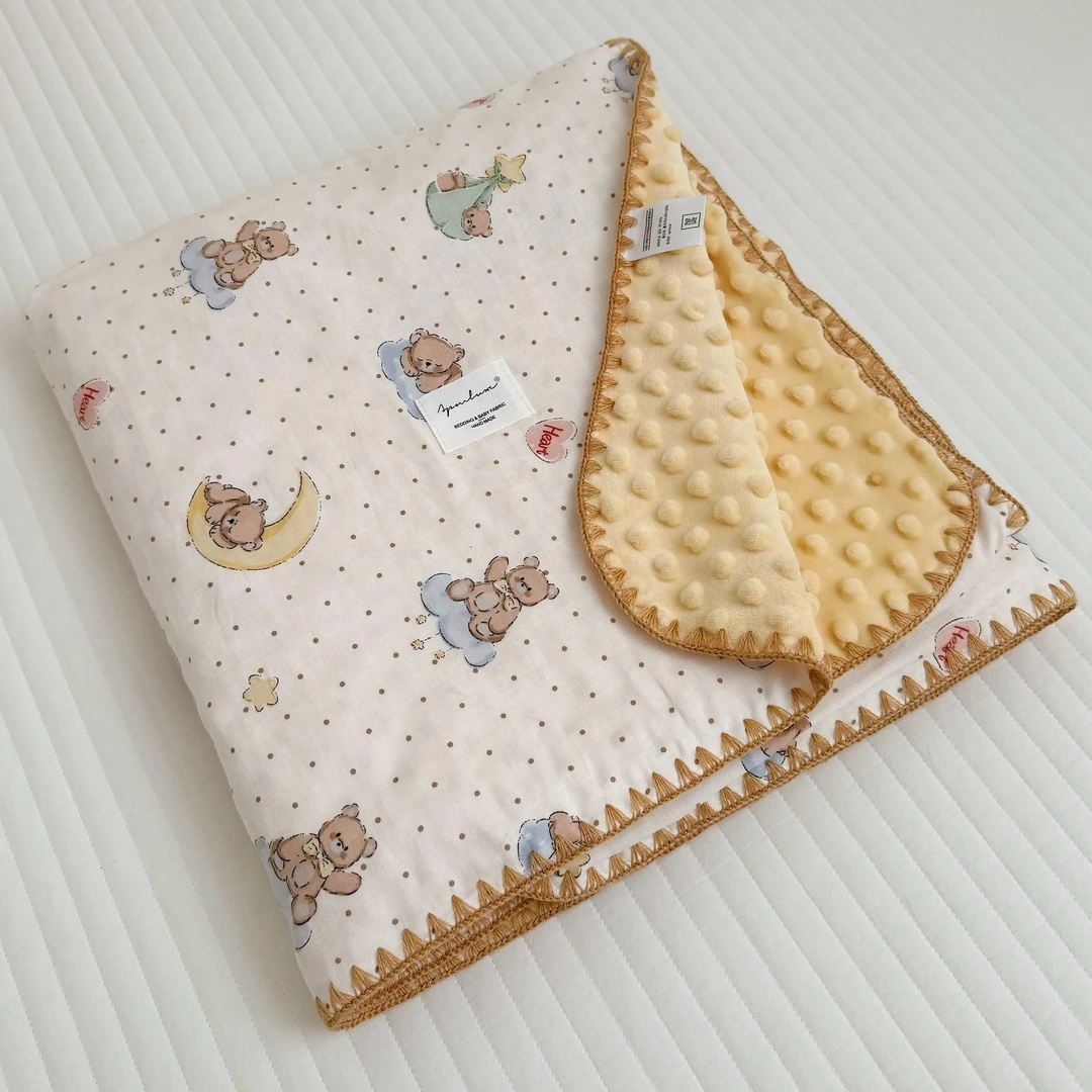 午睡被豆豆毯贝壳边宝宝幼儿园豆豆绒儿童盖毯空调被新生儿被子