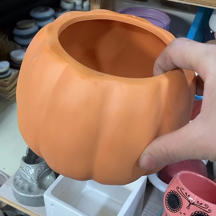 陶摆件陶盆有孔 瑕疵针孔漏釉介意勿拍外口 11外高10