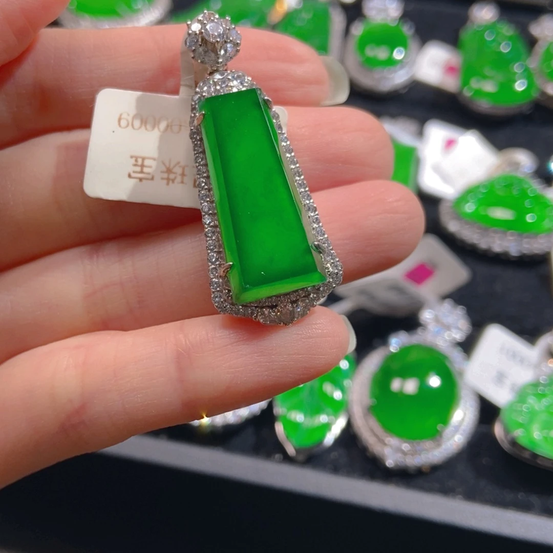 翡翠吊坠(不含链)银S925镶嵌