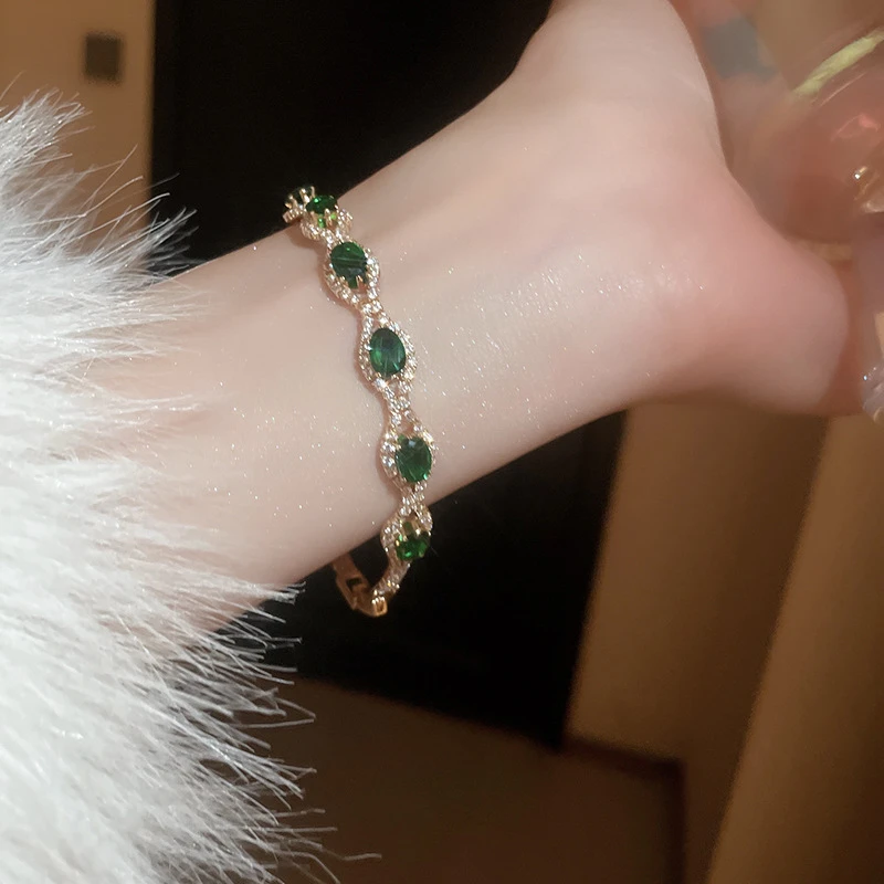 合金锆石手链 钛钢 手链【翠绕珠围】夏Luxelle